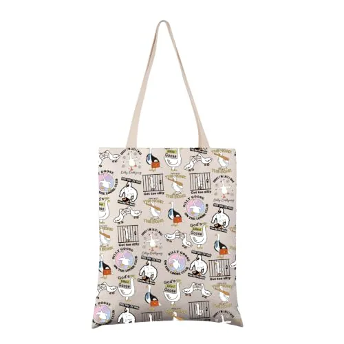 Animal Pun Tote Bag, White (duck print)