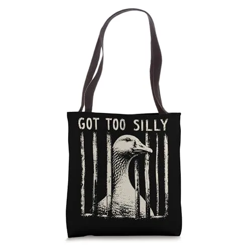Jailbird Tote Bag, White (retro print)