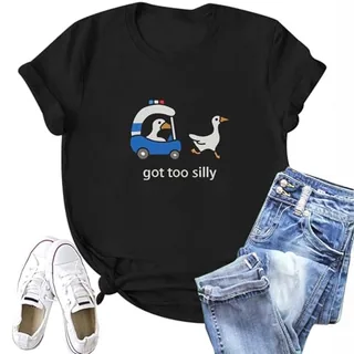 T-Shirt, Black, size M (duck print)